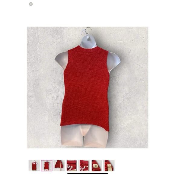 Anthropologie Moth Vera Red Knit Sweater Tank Medium Cutout Sleeveless Top - Picture 6 of 8